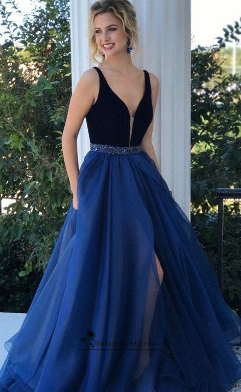 navy blue prom dress