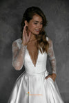 low v-neck wedding dress