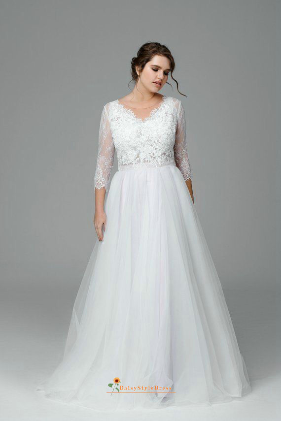 plus size long sleeve wedding dress