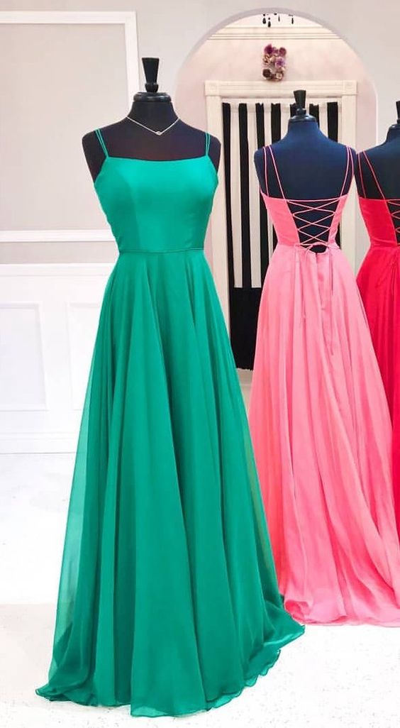 Spaghetti Straps Green Prom Dress - daisystyledress