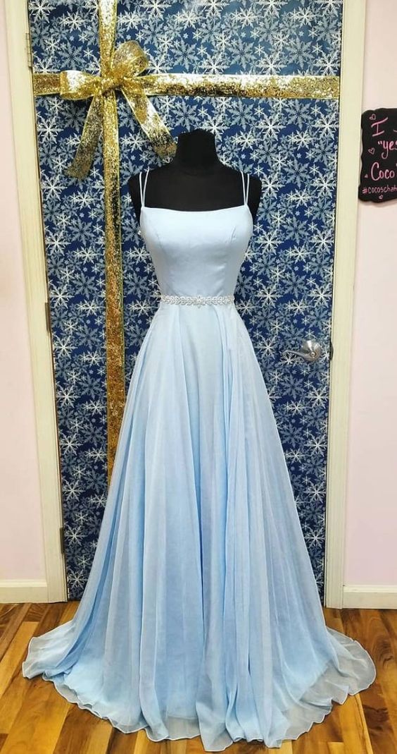 Double Straps Light Blue Prom Dress - daisystyledress