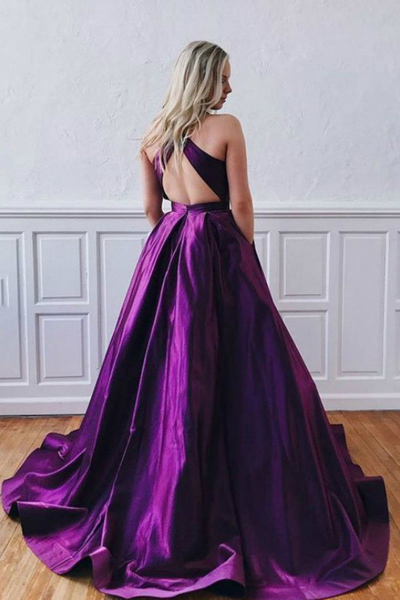long purple prom dress