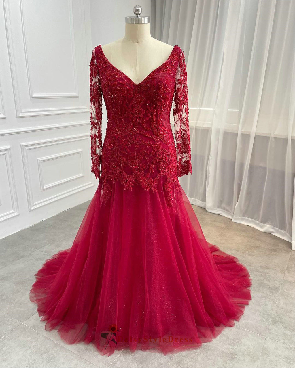 mermaid red wedding dress