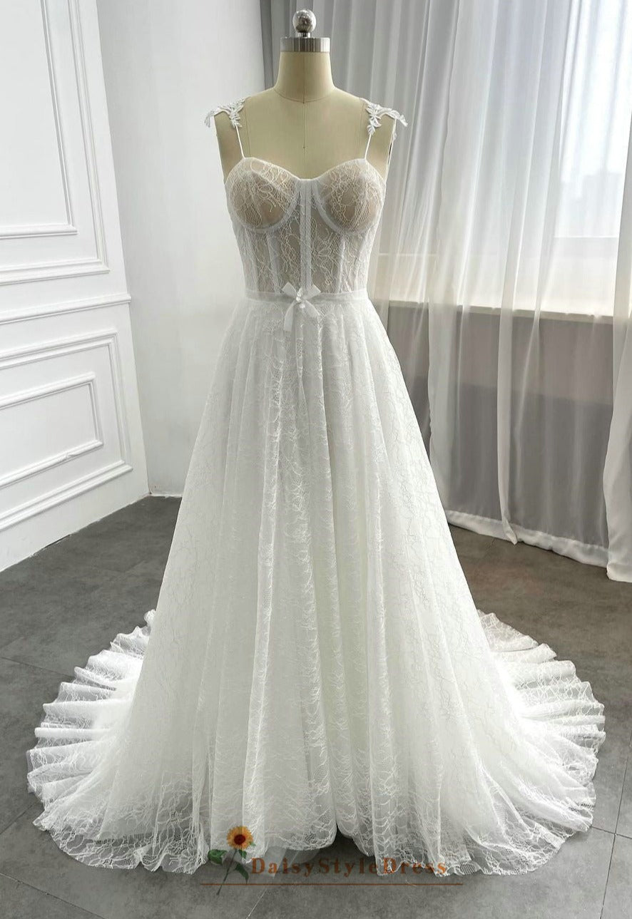 sheer lace wedding dress