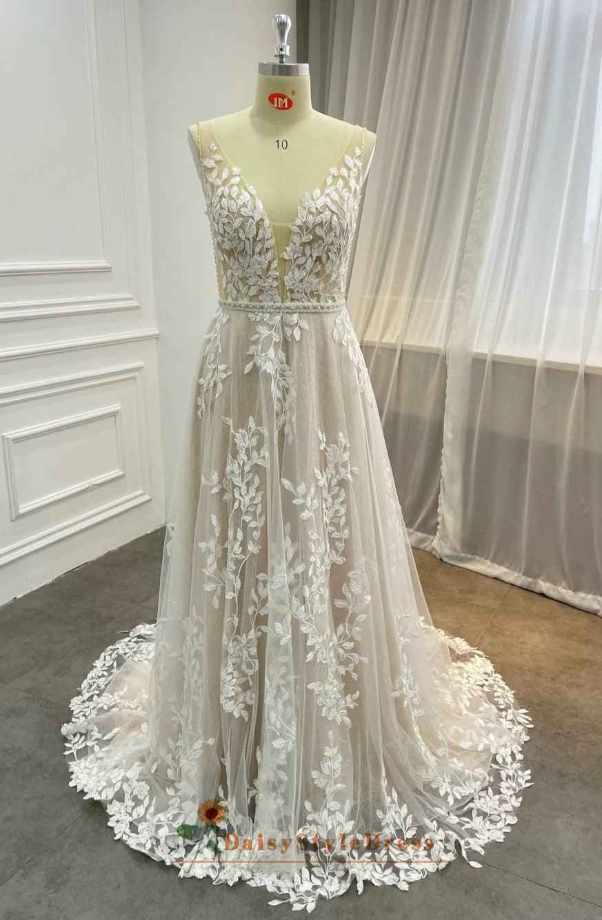 champagne wedding dress