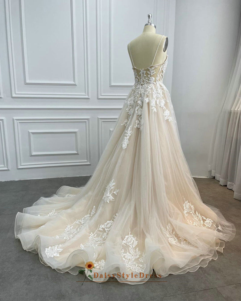 champagne colorful wedding dress