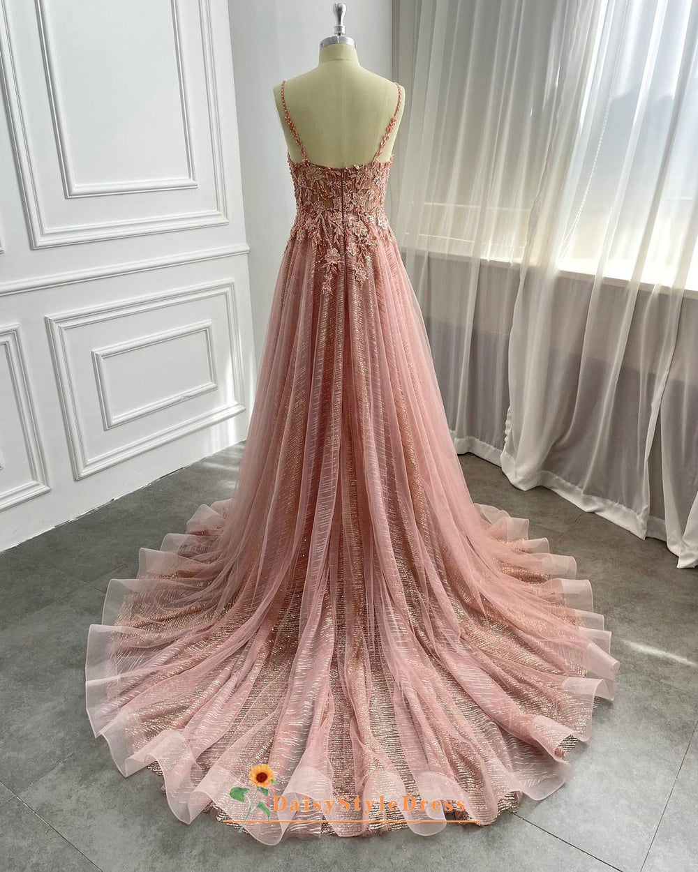 Dusty Pink Sparkle Wedding Dress daisystyledress Dusty Pink Sparkle Wedding Dress daisystyledress