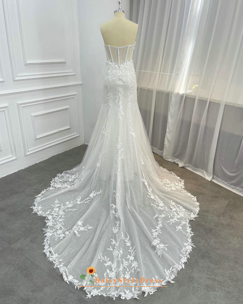 sheer lace wedding dress