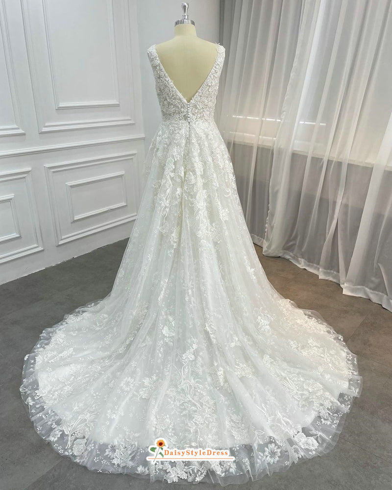 sheer lace wedding dress