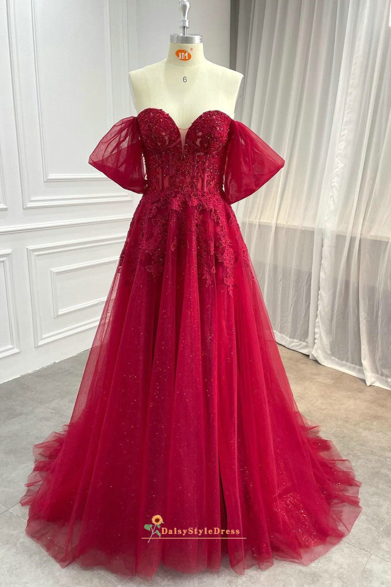 burgundy prom dress