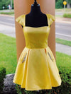 short yellow homecoming dress