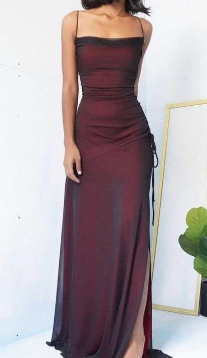 deep burgundy pageant dress