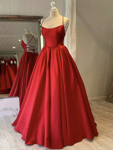 Ball Gown Criss-Cross Back Red Prom Dress – daisystyledress