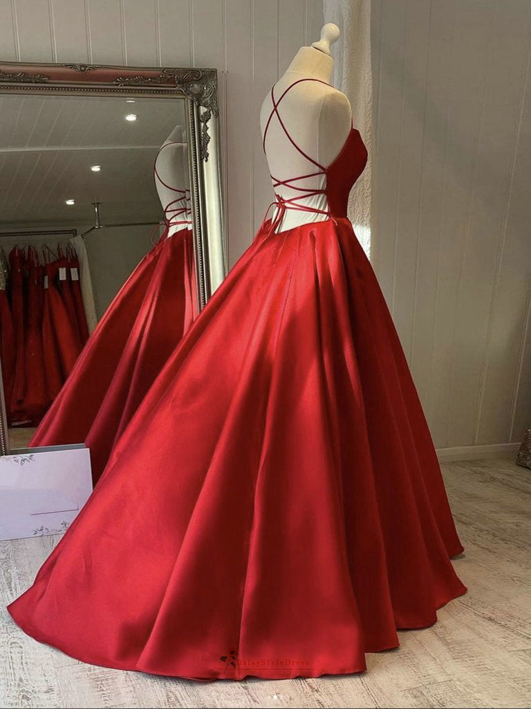 Ball Gown Criss-Cross Back Red Prom Dress daisystyledress Ball Gown Criss-Cross Back Red Prom Dress daisystyledress