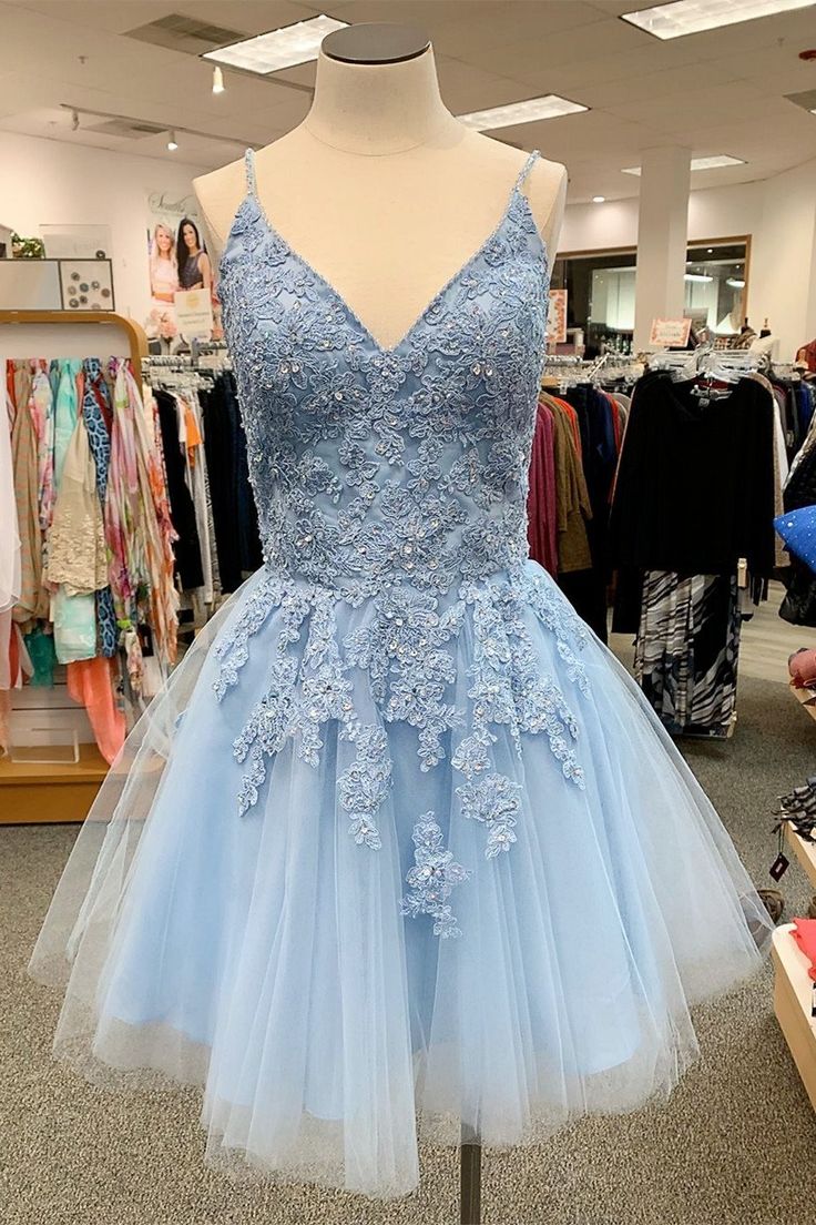 Knee Length Light Blue Homecoming Dress daisystyledress Knee Length Light Blue Homecoming Dress daisystyledress
