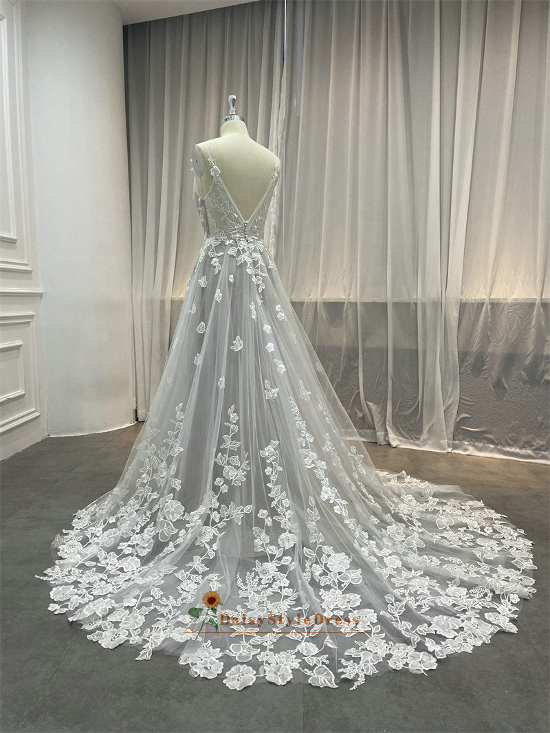 v-back wedding dress