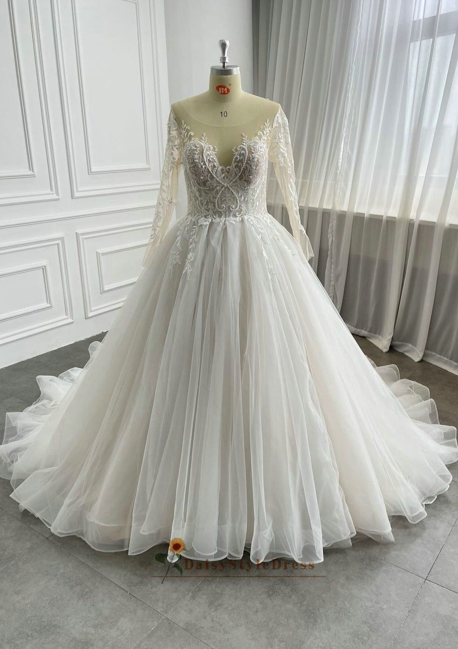 plus size long sleeve wedding dress