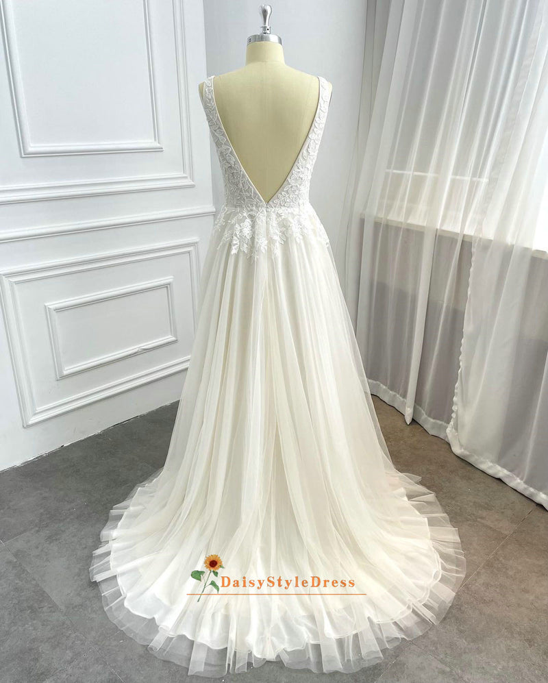 v-back wedding dress