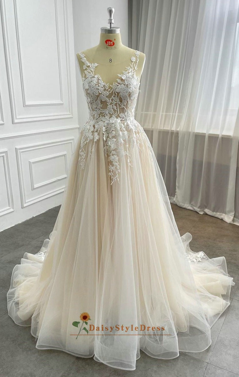 champagne wedding dress