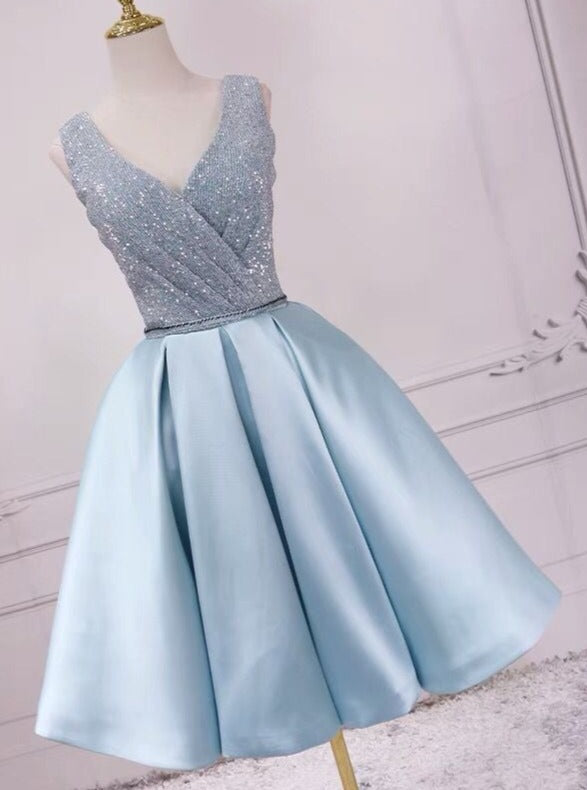 Knee Length Blue Homecoming Dress – daisystyledress