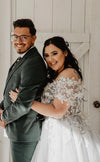 Plus Size Short Sleeve Colorful Wedding Dress - daisystyledress