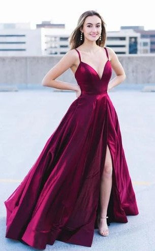 Criss Cross Back Burgundy Prom Dress - daisystyledress