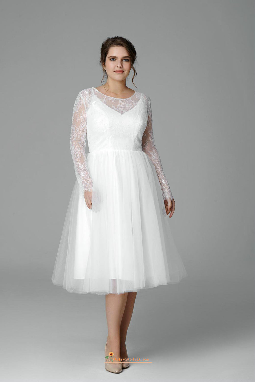 Tea Length Long Plus Size Wedding Dress – daisystyledress