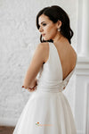short v-back wedding dress