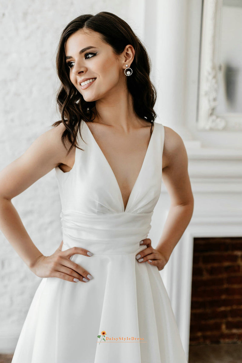 v-neck wedding dress