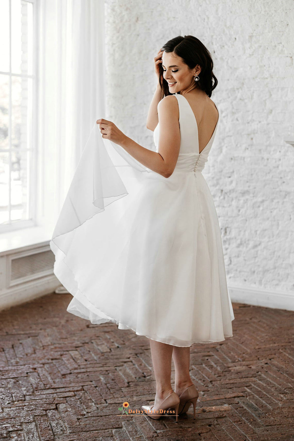 v-back wedding dress