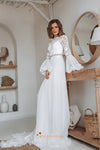 long sleeves lace boho wedding dress