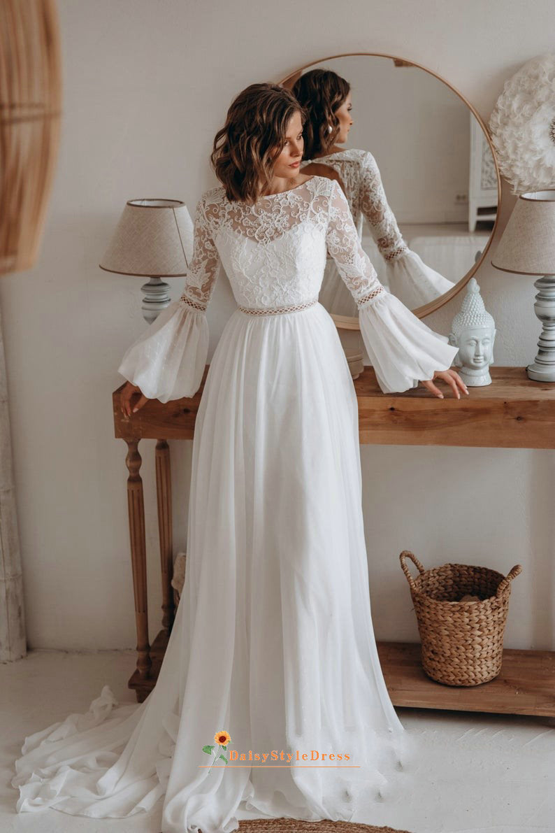 long sleeve boho wedding dress