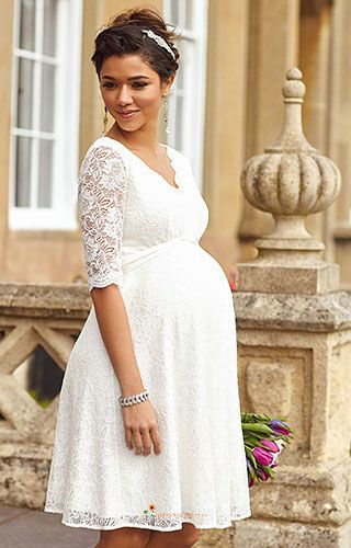 half sleeve short informal wedding dress