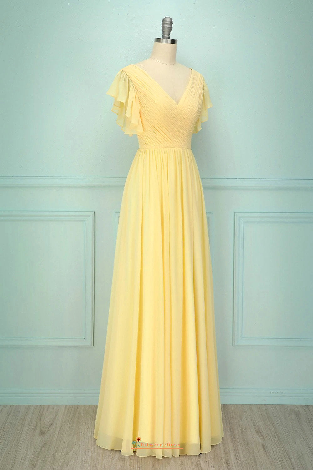 Long Yellow Boho Bridesmaid Dress daisystyledress Long Yellow Boho Bridesmaid Dress daisystyledress