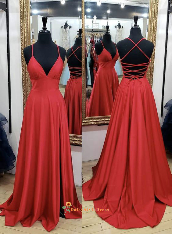 Criss Cross Back Dark Red Prom Dress