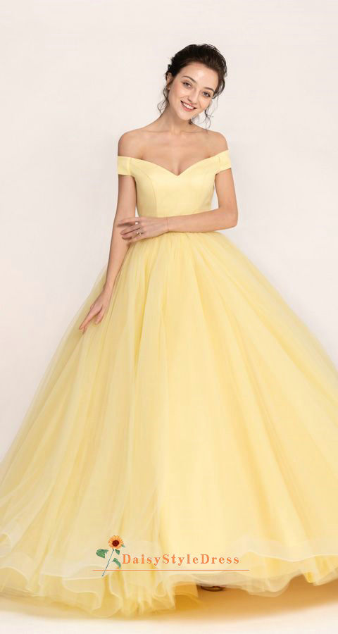 ball gown yellow prom dress