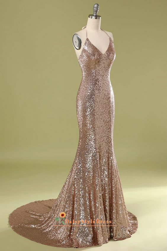 champagne evening dress