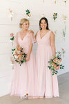 ruffle sleeve bridesmaid dress