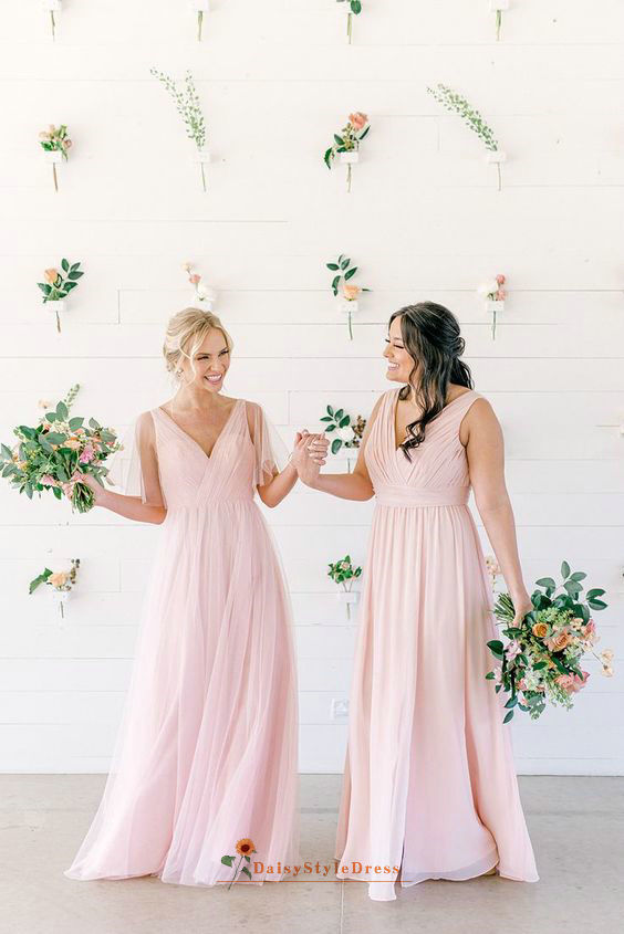 pink wedding party dress