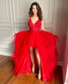 high low red prom dress