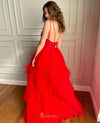 hi-low red prom gown