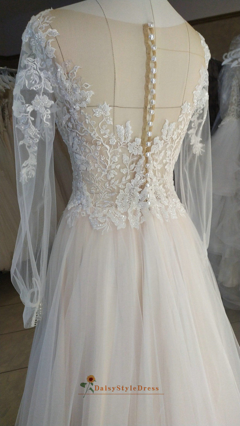 illusion lace wedding dress