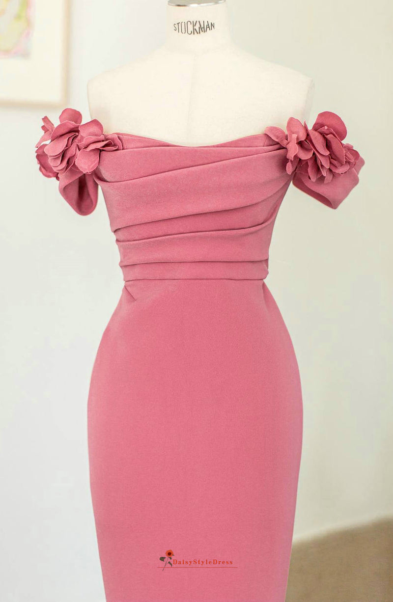 rose pink wedding guest dress