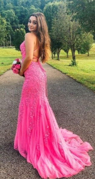 hot pink prom dress