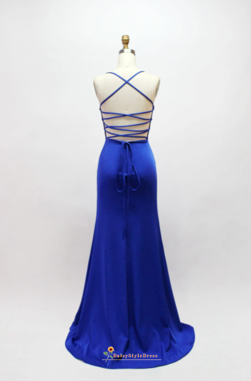 Fit and Flare Criss-cross Back Royal Blue Prom Dress – daisystyledress