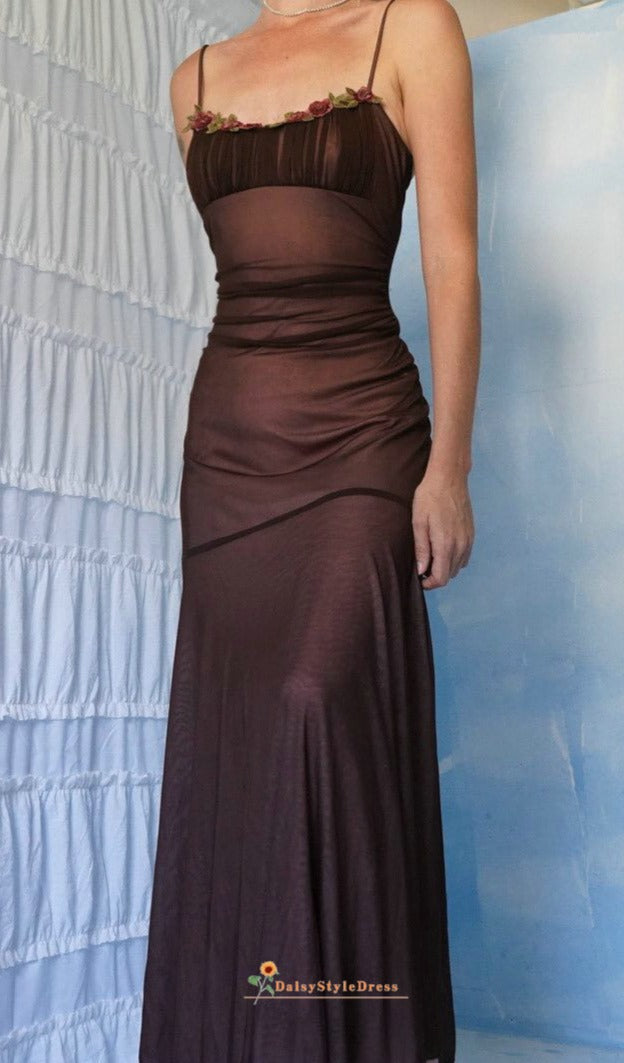 Fit and Flare Coffee Brown Square Neckline Party Dress – daisystyledress