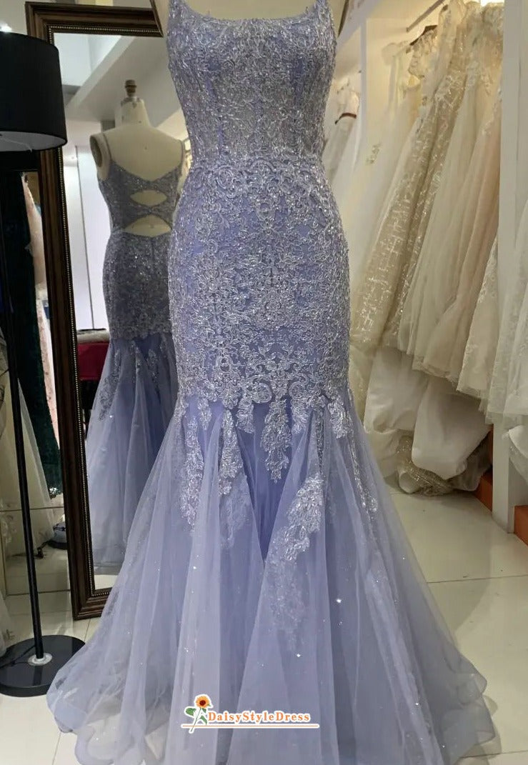 Fit and Flare Square Neckline Lavender Prom Dress – daisystyledress