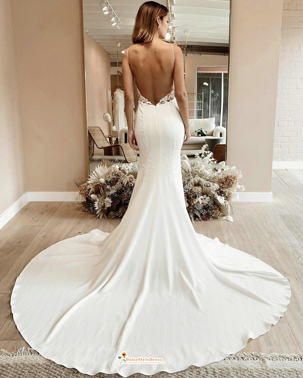 sexy backless wedding dress