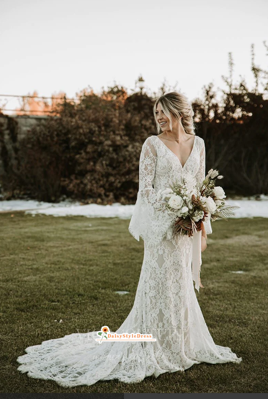 boho fit and flare wedding dress