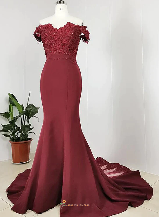 burgundy prom dress